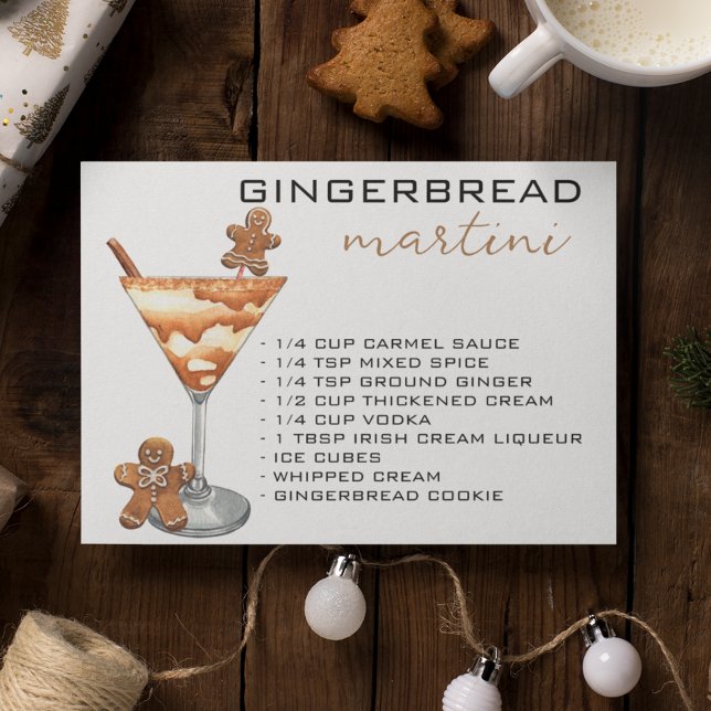Carte Postale Cocktail Martini de Noël Recette pain d'épices (Créateur téléchargé)