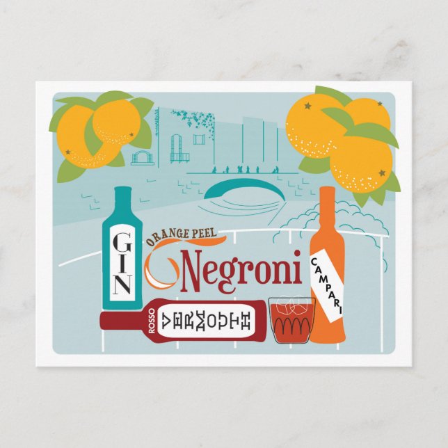 Carte Postale Cocktail Negroni Citrus (Devant)