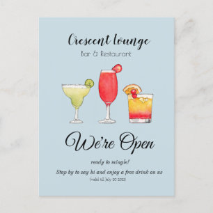 Carte Postale Cocktails Boissons mixtes Bar réouverture