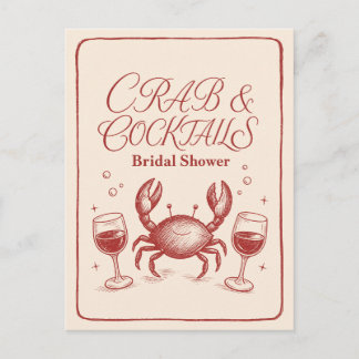 Carte Postale Cocktails de crabe pour la fête de mariage de plag