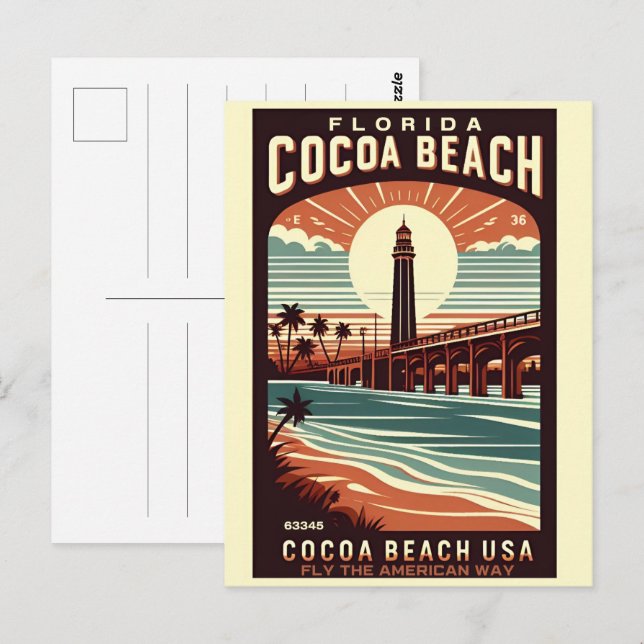 Carte Postale Cocoa Beach City Floride ligne de côte cadeaux (Devant / Derrière)