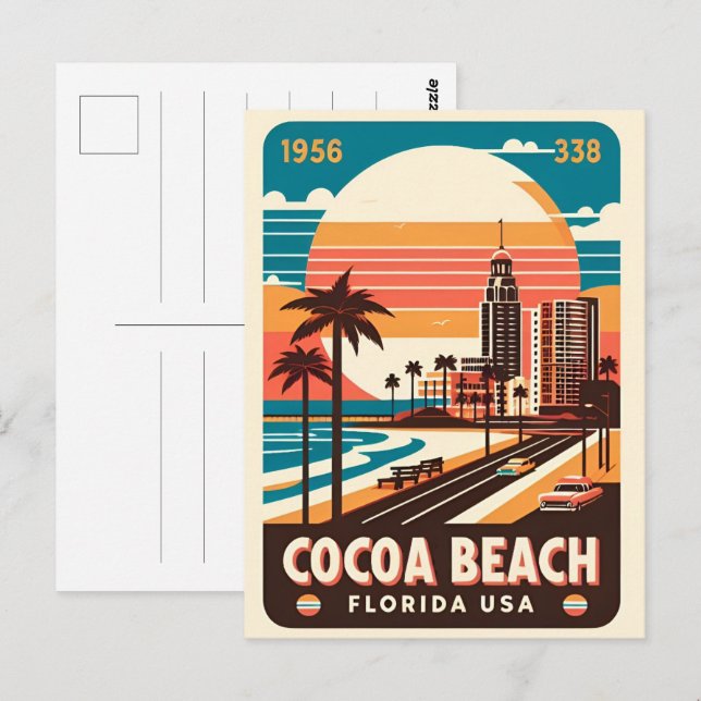 Carte Postale Cocoa Beach City Floride ligne de côte cadeaux (Devant / Derrière)