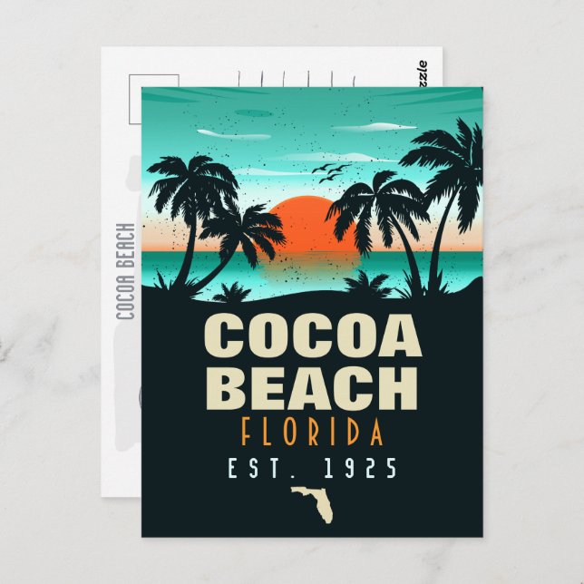 Carte Postale Cocoa Beach Floride Retro Sunset Souvenirs 60s (Devant / Derrière)
