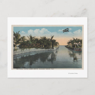Carte Postale Cocoanut Grove, FL - Curtis James Estate Canal