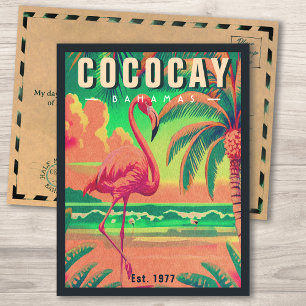 Carte Postale CocoCay Bahamas Retro Flamant rose Souvenir 1950