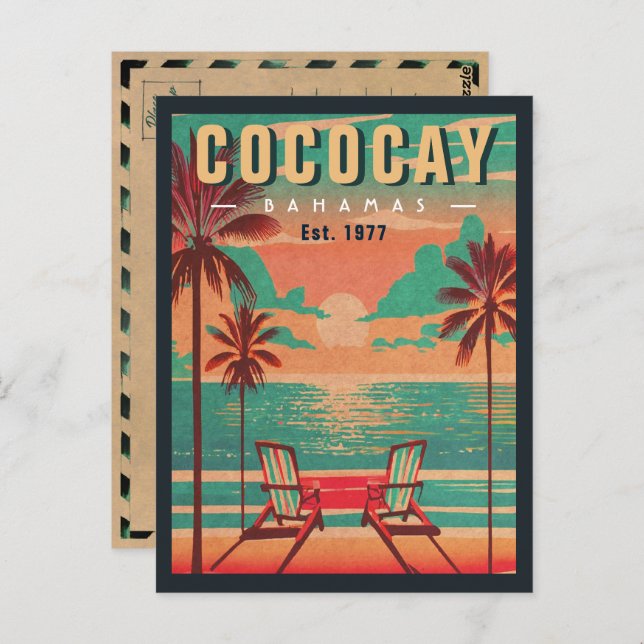 Carte Postale CocoCay Bahamas Retro Sunset Souvenir 1950 (Devant / Derrière)