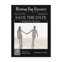 Code QR de mariage de journal classique, date à re