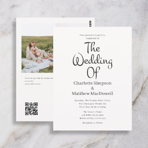 Carte Postale Code QR de photo de mariage économique écriture él