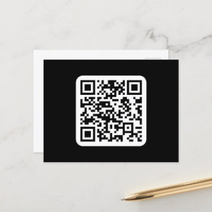 Carte Postale Code QR moderne modifiable Blanc noir ou toute c