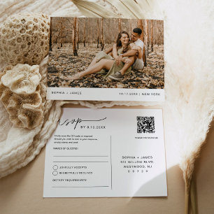Carte postale Code QR RSVP EVERLEIGING Mariage Pho