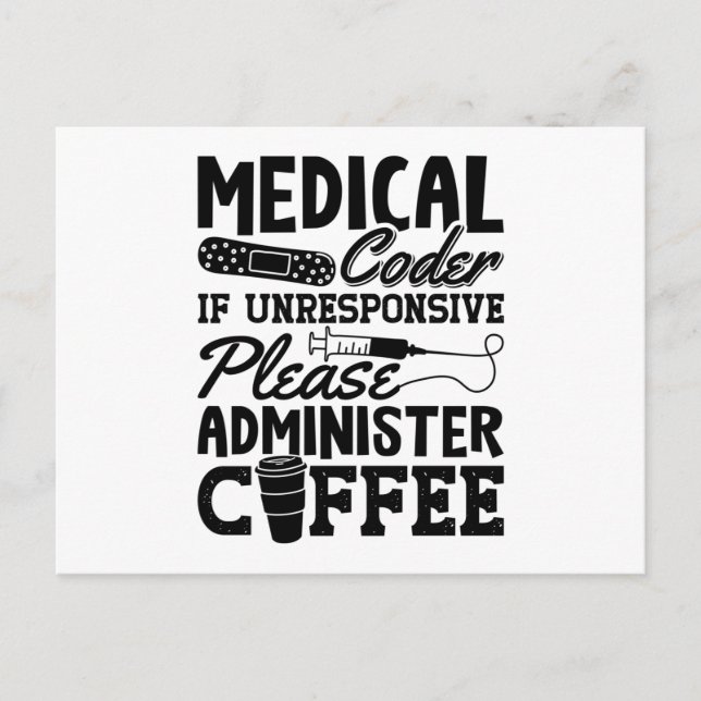 Carte Postale Coder Médicale Café Assistant ICD Coding Cadeau (Devant)