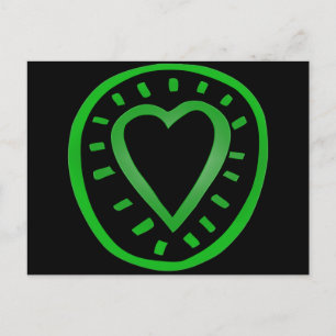 Carte postale Coeur 2 vert et noir