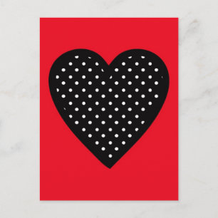 Carte Postale Coeur à point noir rétro Polka sur Arrière - plan