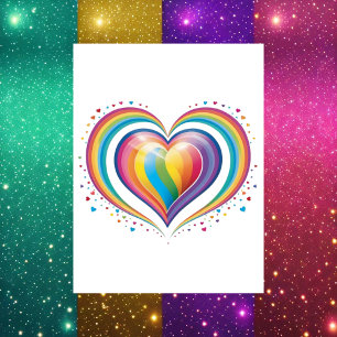 Carte Postale Coeur arc-en-ciel mignon, LGBTQ, Post-croisement