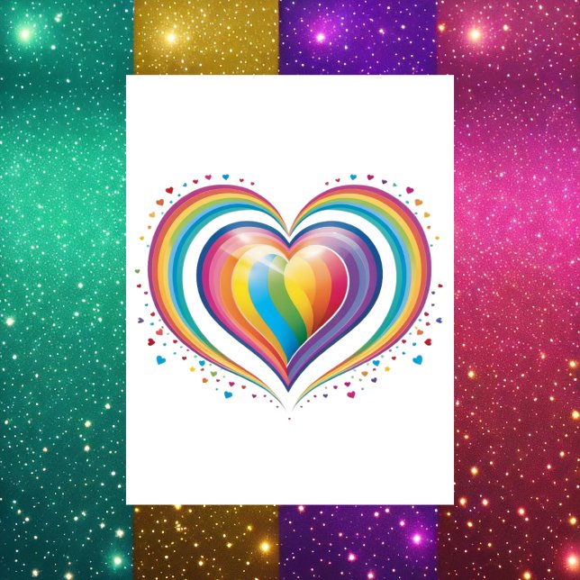 Carte Postale Coeur arc-en-ciel mignon, LGBTQ, Post-croisement (Créateur téléchargé)