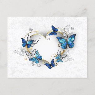 Carte Postale Coeur bijoux avec papillons Morpho