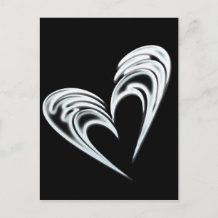 Carte Postale Coeur blanc artistique sur arrière - plan noir