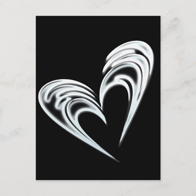 Carte Postale Coeur blanc artistique sur arrière - plan noir (Devant)
