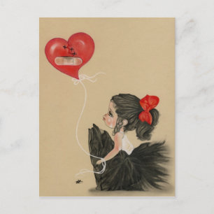 Carte Postale Coeur brisé petit dessin animé triste filleCarte p