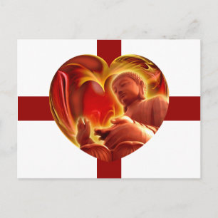 Carte Postale Coeur BUDDHA   rayures rouges foncées