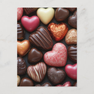Carte Postale Coeur chocolat et chocolat Saint-Valentin