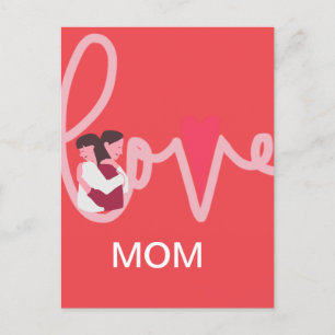 Carte Postale Cœur d'amour maman personnalisé jour de la Saint-V