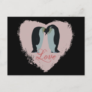 Carte postale Coeur d'amour pingouin