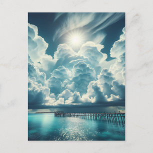 Carte Postale Coeur dans les nuages au-dessus de l'océan