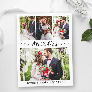 Carte Postale Cœur de calligraphie Mariage Merci 4 Photo 