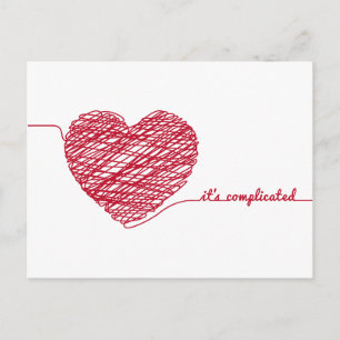 Carte Postale Coeur de chaos rouge avec texte, c'est compliqué