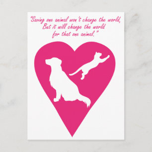 Carte Postale Coeur de chien et de chat