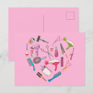 Carte Postale Coeur de coiffeur Outil coiffeur