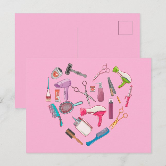 Carte Postale Coeur de coiffeur Outil coiffeur (Devant / Derrière)