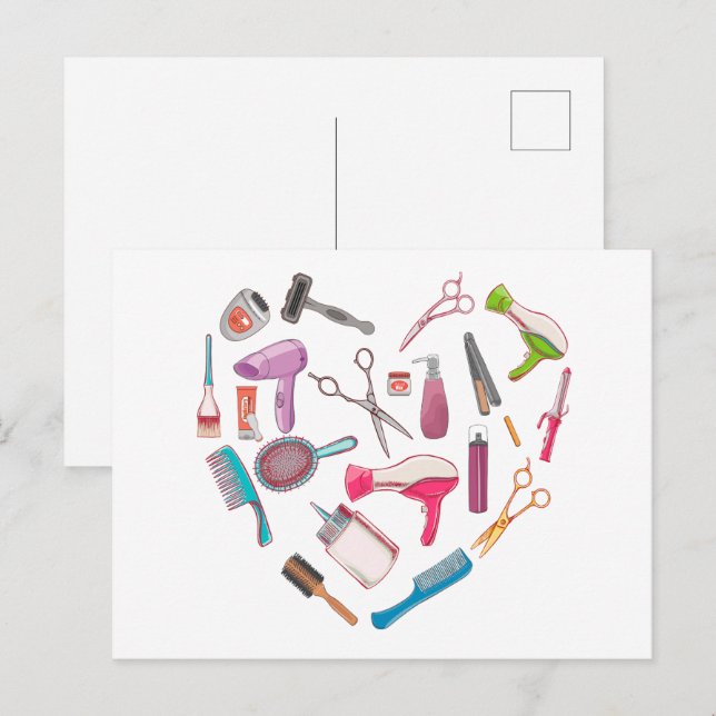 Carte Postale Coeur de coiffeur Outil coiffeur (Devant / Derrière)