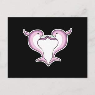 Carte Postale coeur de dauphin rose