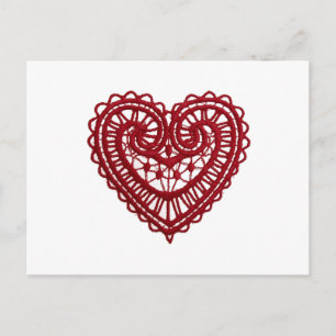 Carte Postale Coeur de dentelle rouge vintage
