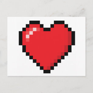 Carte Postale Coeur de jeu vidéo rouge Pixelé
