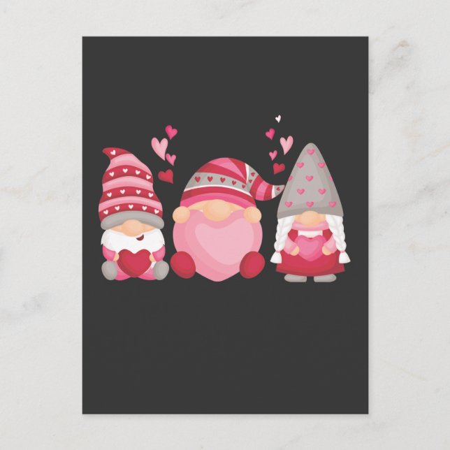 Carte Postale Cœur de la Saint-Valentin Gnome Mignon (Devant)