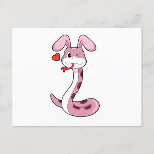 Carte Postale Coeur de lapin serpent