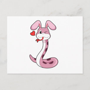 Carte Postale Cœur de lapin serpent
