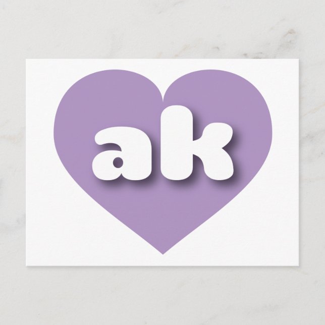 Carte Postale Coeur de lavande de l'Alaska - J'aime le ak (Devant)