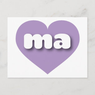Carte Postale Coeur de lavande du Massachusetts - I love ma