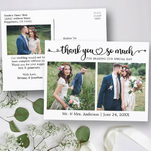 Carte Postale Cœur de script de calligraphie 3 Photo Mariage Mer