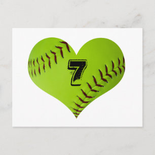 Carte Postale Coeur de softball personnalisé