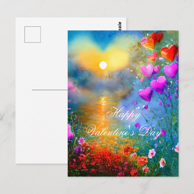 Carte Postale Coeur de soleil valentine (Devant / Derrière)