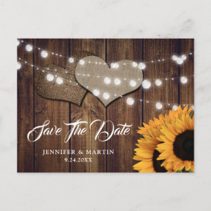 Carte Postale Cœur de toile de jute de tournesol de campagne Mar