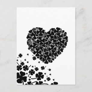 Carte Postale Coeur de trèfle noir