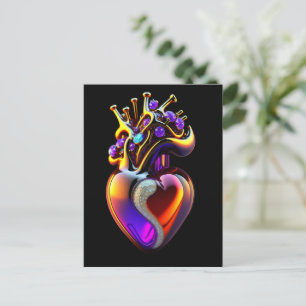 Carte Postale Coeur de verre Iridescente Valentine