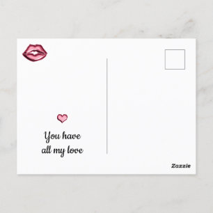 Carte Postale Coeur des lèvres Tout mon amour