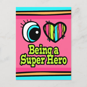 Carte Postale Coeur des yeux lumineux J'aime Super Héros